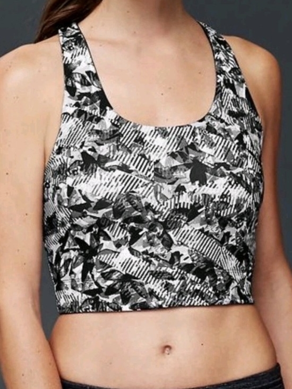 Gap Fit Athletic Reversible Crop Top Gray And Black Small